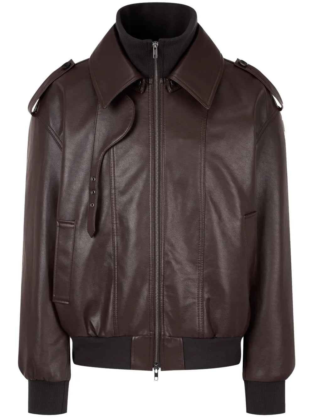 faux-leather bomber jacket