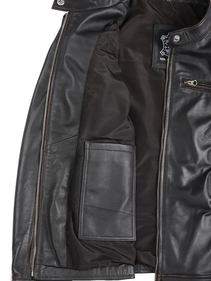 Dodge Women's Rub Off Brown Vintage Leather Jacket