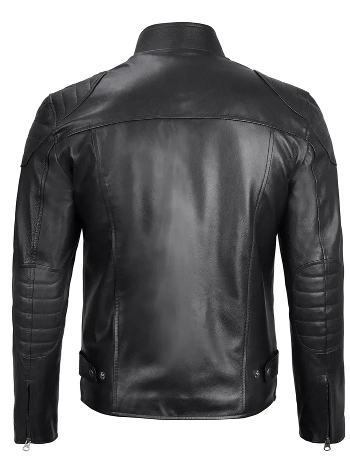 Vermont Men's Black Biker Style Leather Jacket