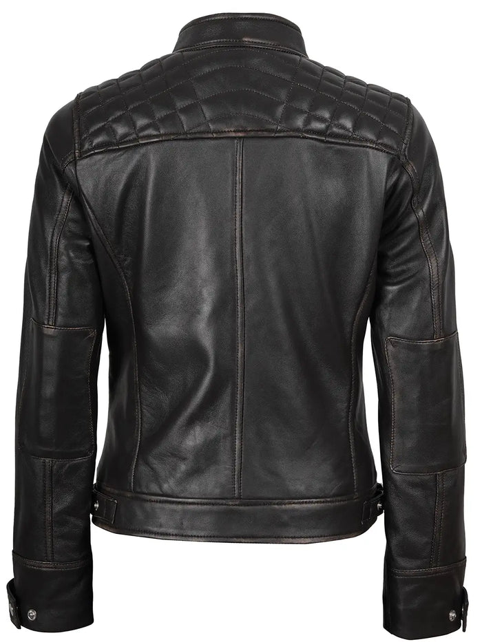 Diamond Women Rub  Leather Jacket