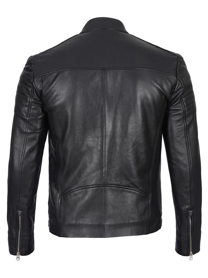 Carrie Men's Black Cafe Racer Style Leather Jacket