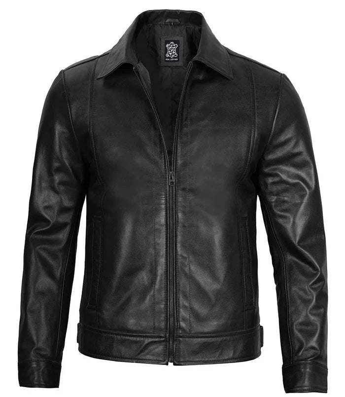 Real Leather Men's Black Harrington Classic Jacket