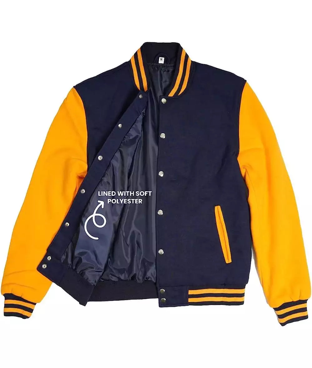 Men’s Blue and Yellow Varsity Jacket – Baseball Style Letterman Bomber