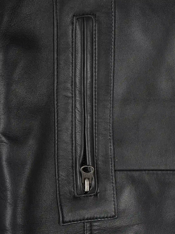 Bristol Men's Black Leather Car Coat