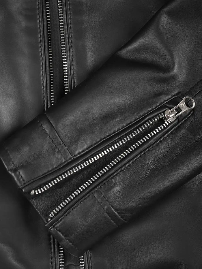 Women's Black Cafe Racer Leather Jacket