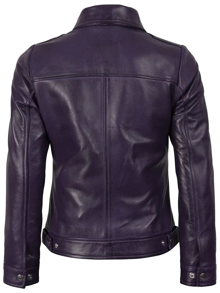 Women's Harrington Purple Leather Jacket