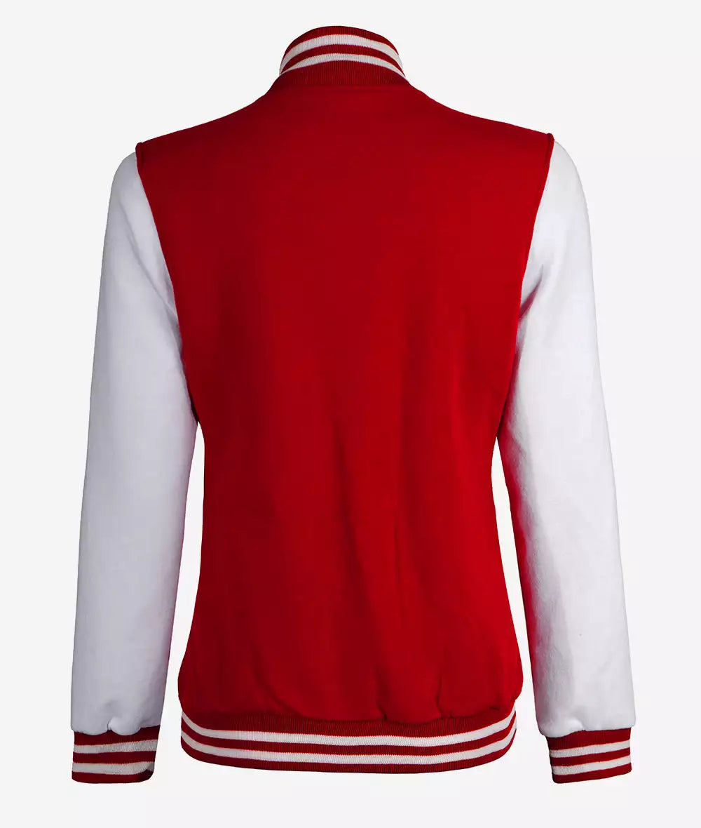 Women’s Red Letterman Jacket – White Sleeve College Varsity Bomber