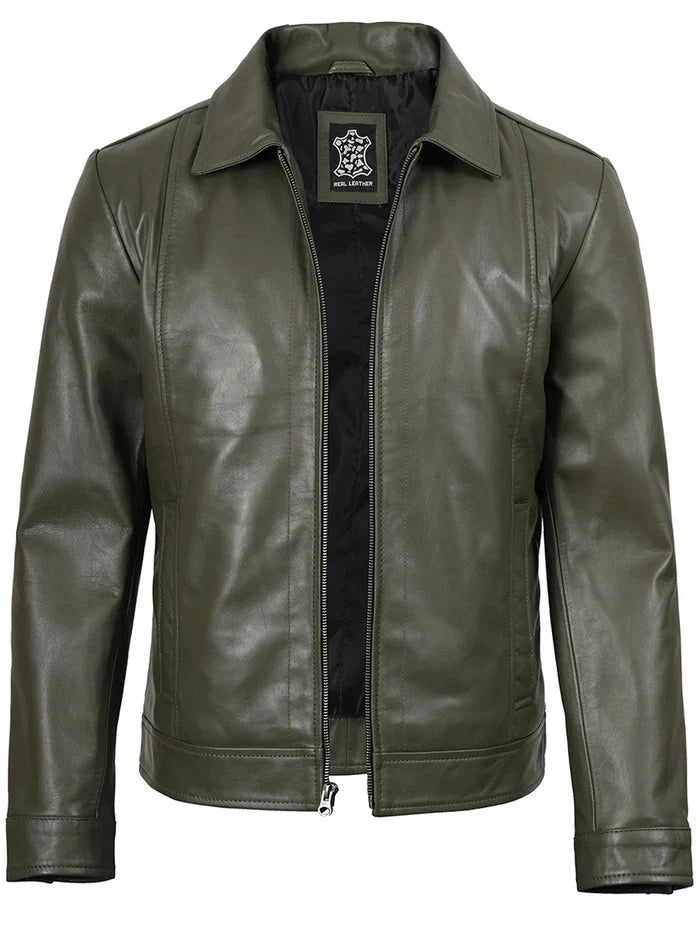 Real Leather Men's Black Harrington Classic Jacket